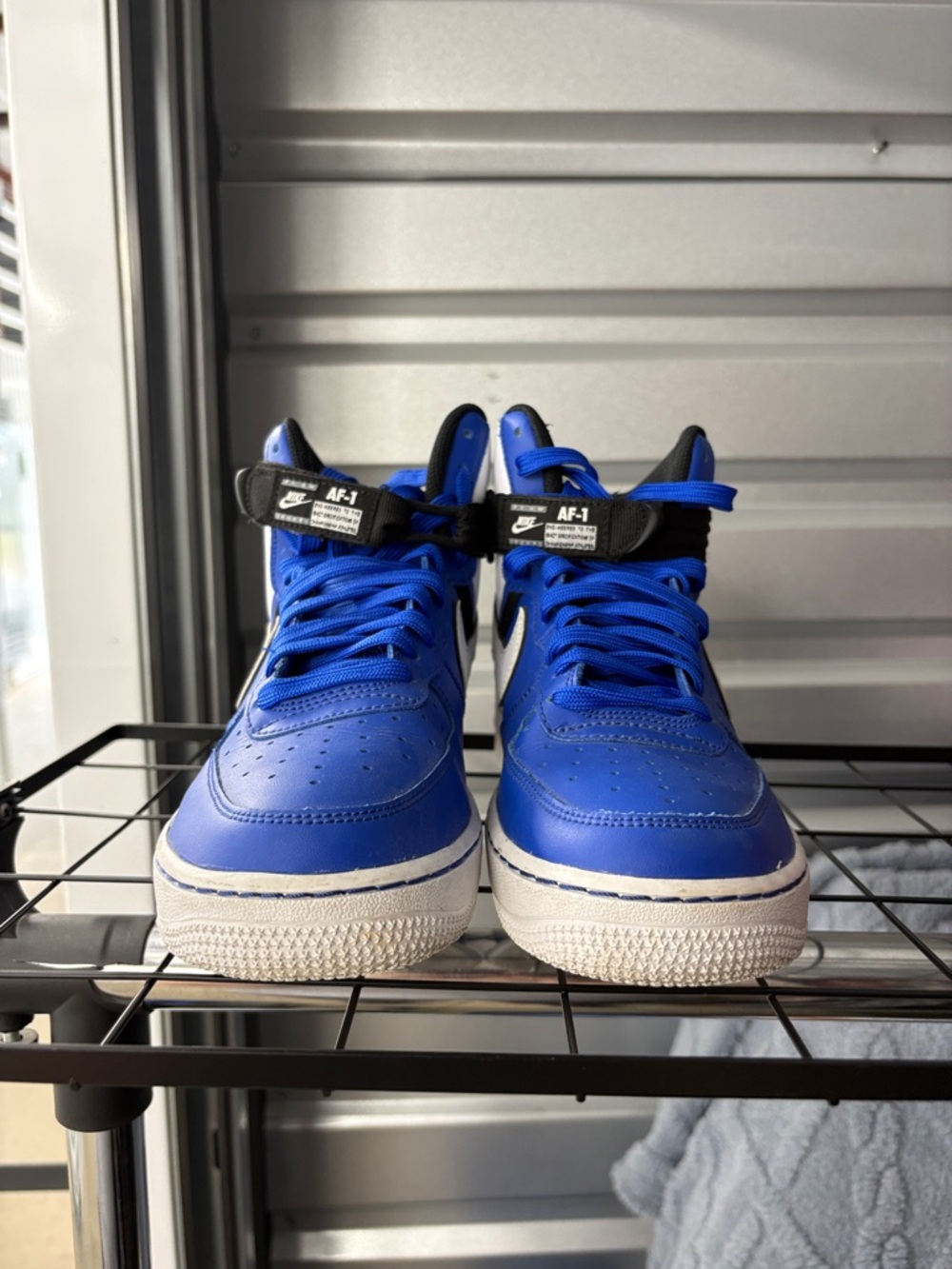 Nike Blue and White Air Force 1 High Top Sneakers - Picture 2 of 7